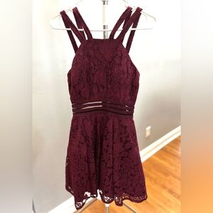 Burgundy Lace Dress with Strappy Back- Junior size 3